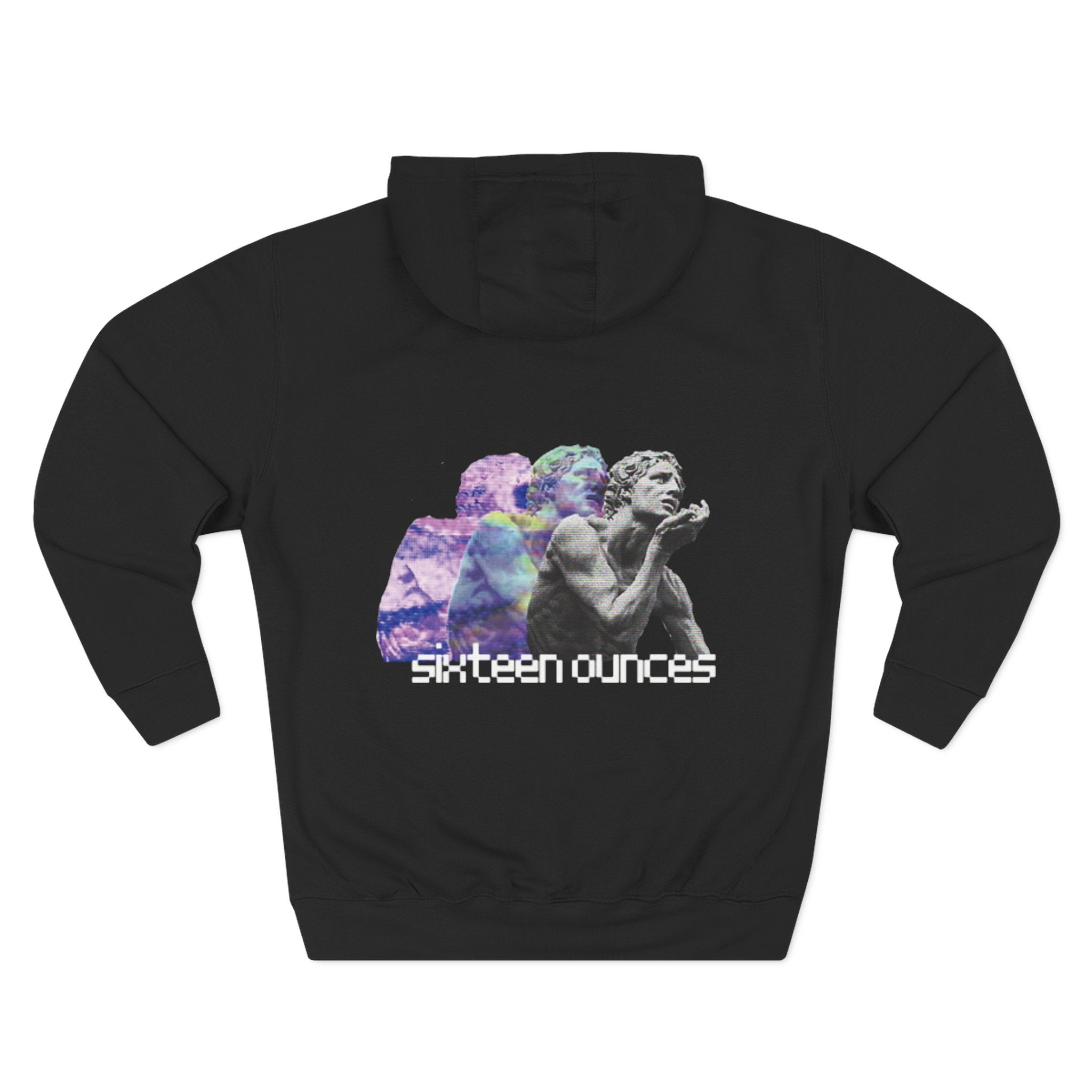 Sixteen Ounces Hoodie — Retro Statue Graphic Fleece Pullover